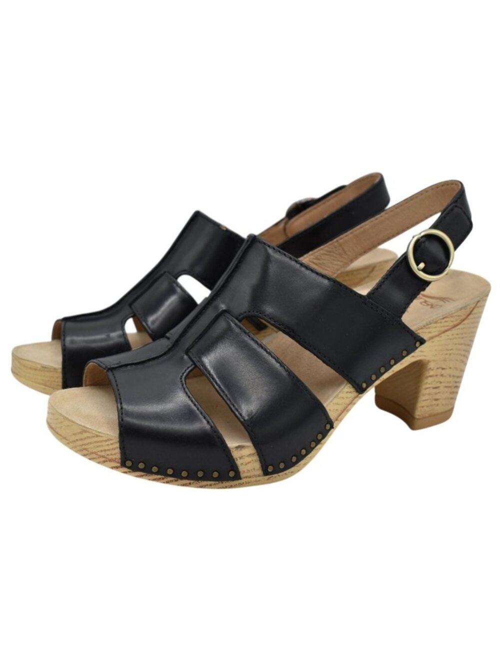 Danskoโ Womens Size EU 41 Tatiana Black Leather Heeled Open Toe Sandals Shoes